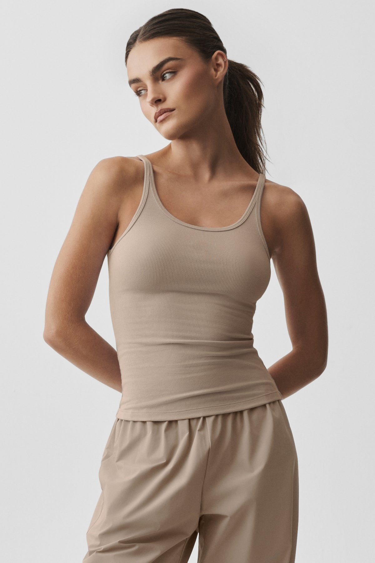 Ribbed Adore Tank - Gravel--0