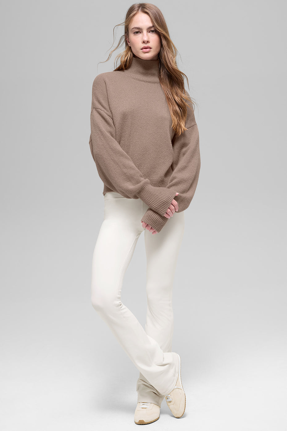 Wool Cashmere Cropped New Class Turtleneck Sweater - Chai Latte--4