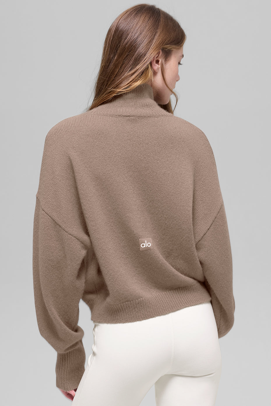 Wool Cashmere Cropped New Class Turtleneck Sweater - Chai Latte--1