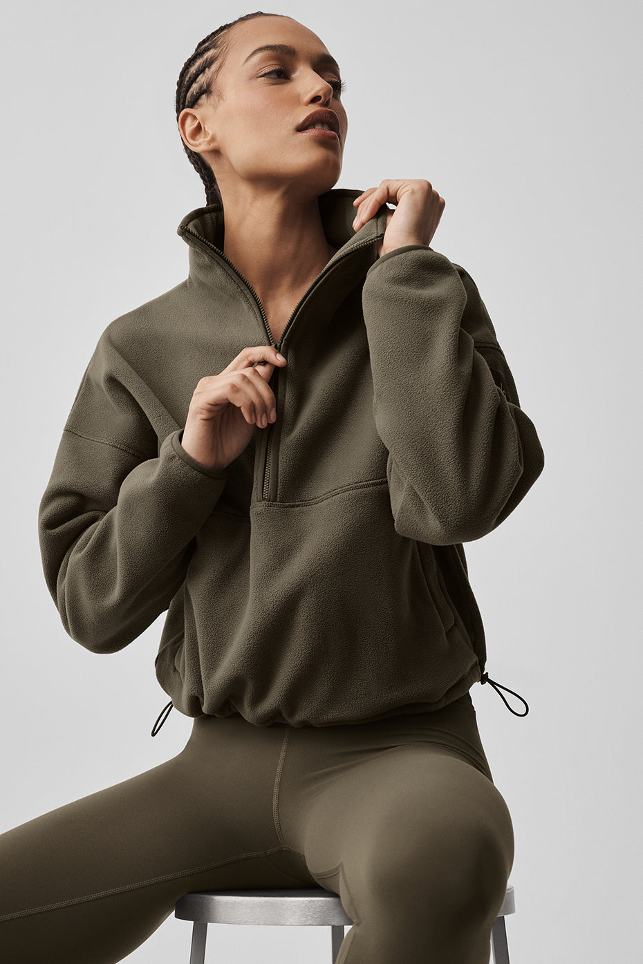 Polar Fleece Retreat Cover Up - Olive Tree--4