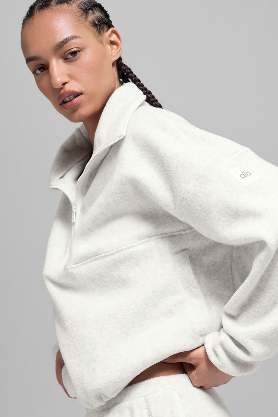 Polar Fleece Retreat Cover Up - White Heather Grey--1