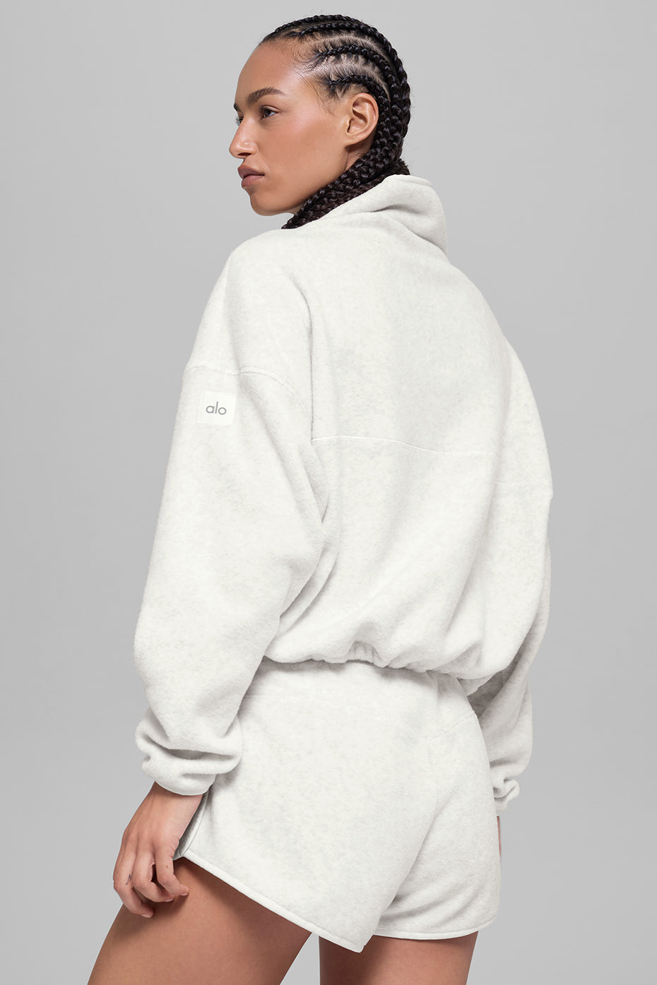 Polar Fleece Retreat Cover Up - White Heather Grey--2
