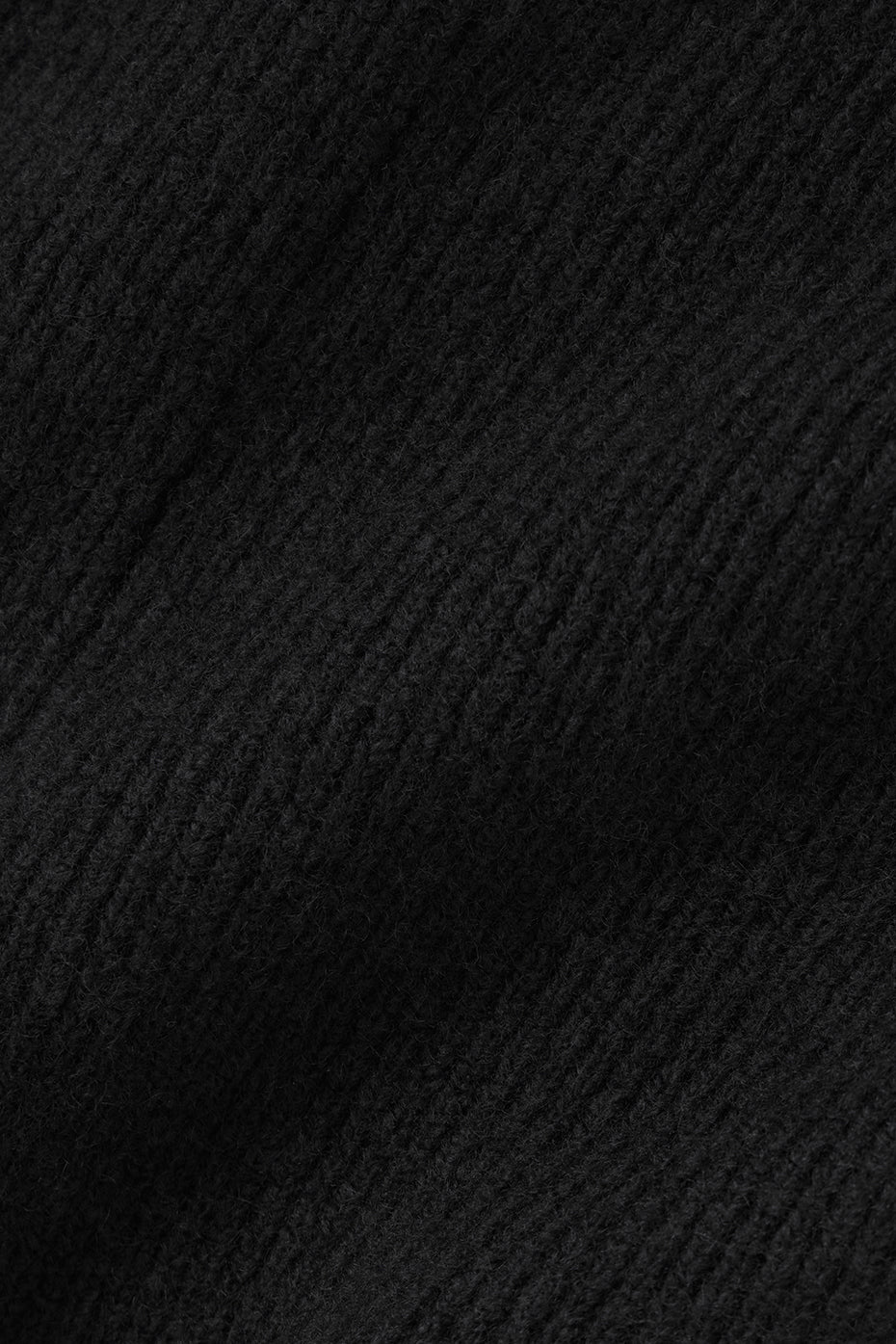 Wool Cashmere Ribbed Noble Full Zip Hoodie - Black--5