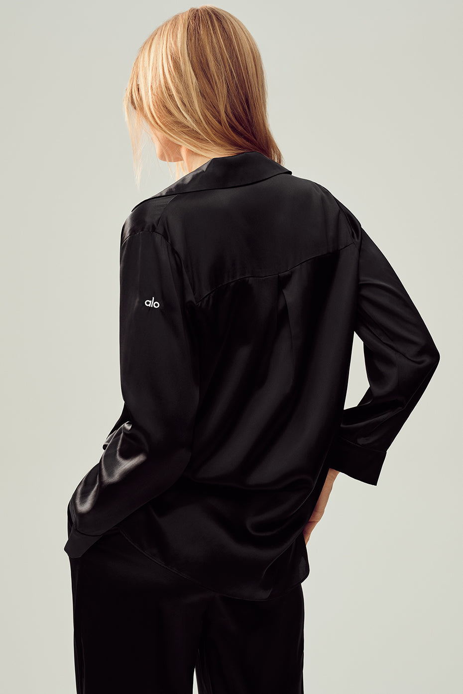 Silk Luminous Button Up - Black--1