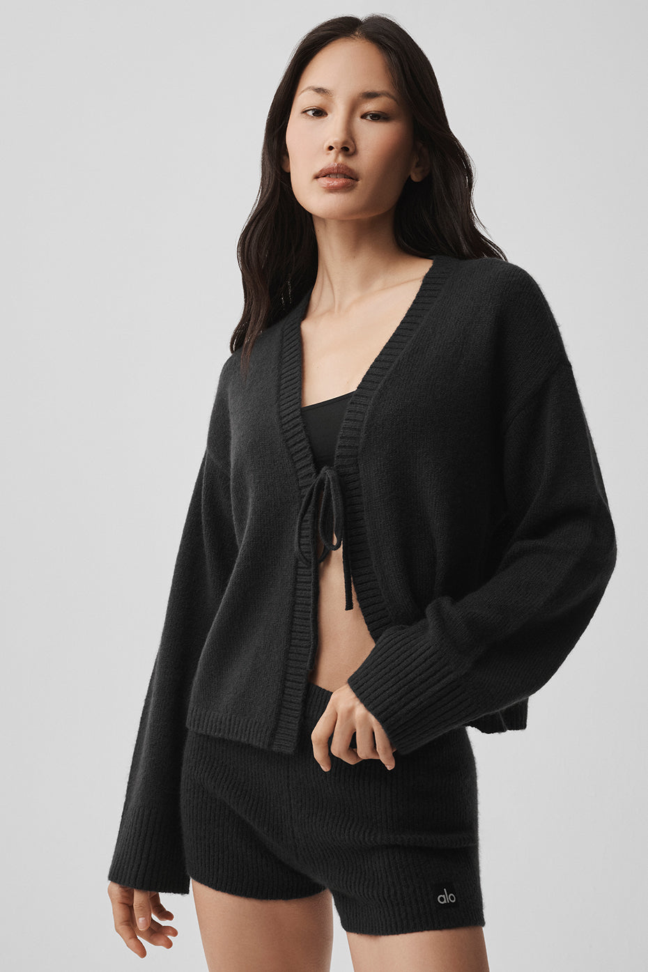 Wool Cashmere New Class Tie Cardigan - Black--2