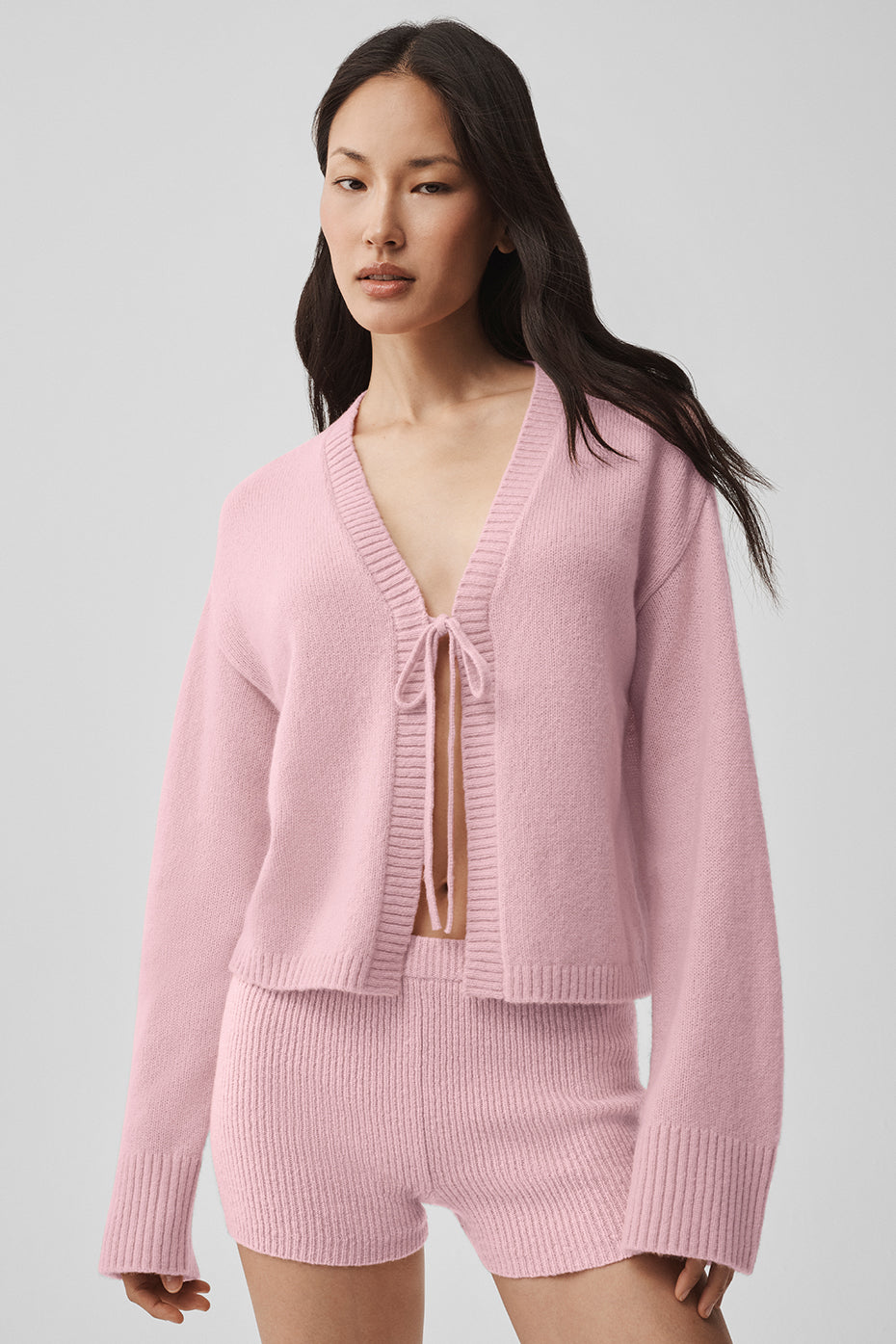 Wool Cashmere New Class Tie Cardigan - Vintage Pink--2