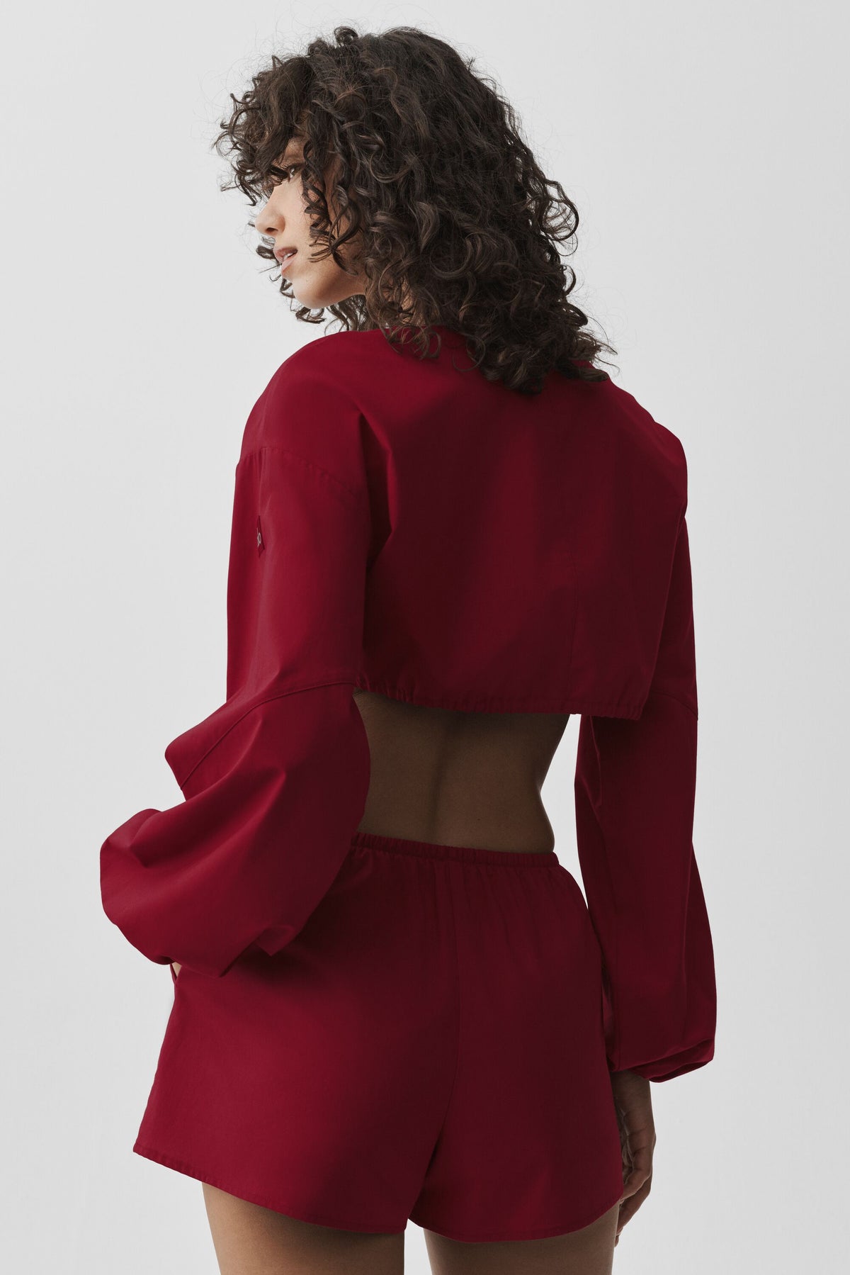 Cotton Cropped Real Deal Long Sleeve - Summer Romance Red--1