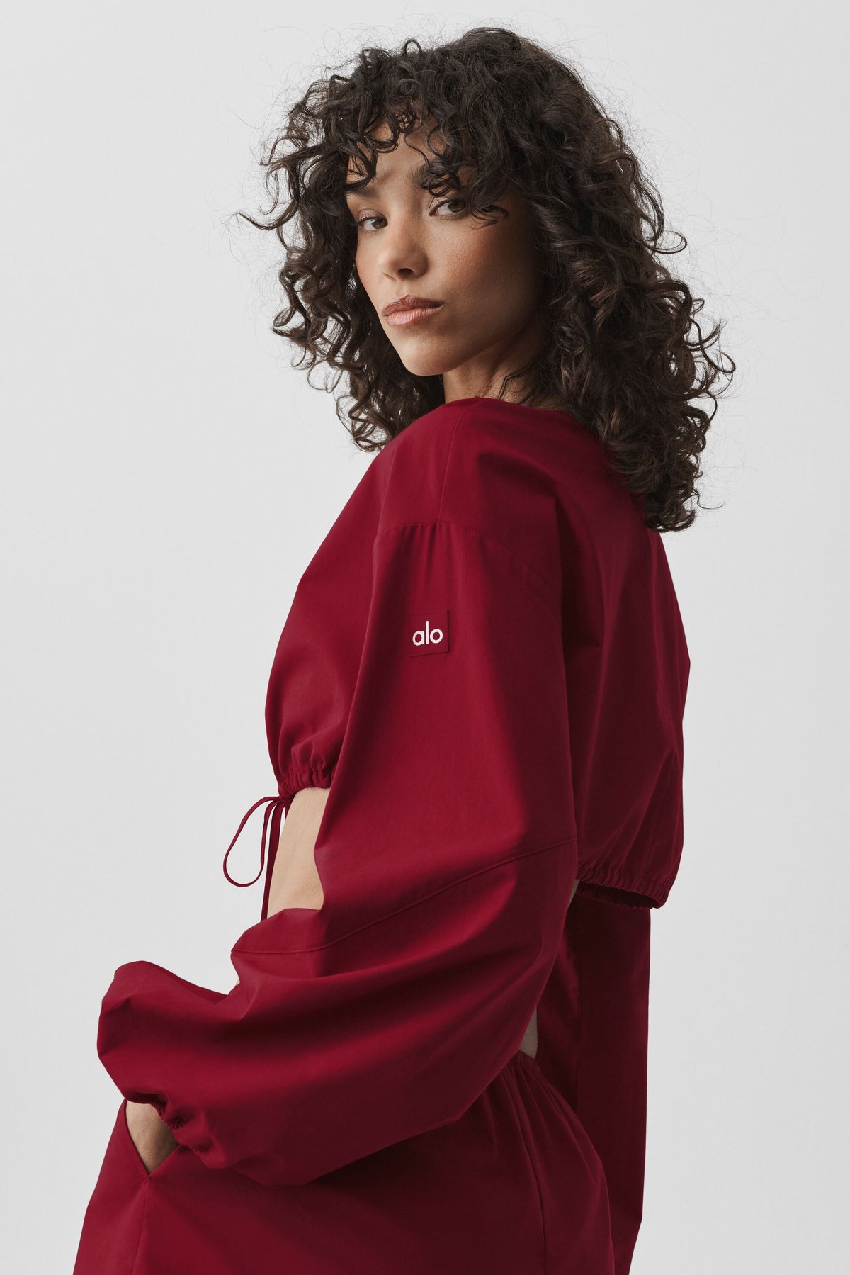 Cotton Cropped Real Deal Long Sleeve - Summer Romance Red--3