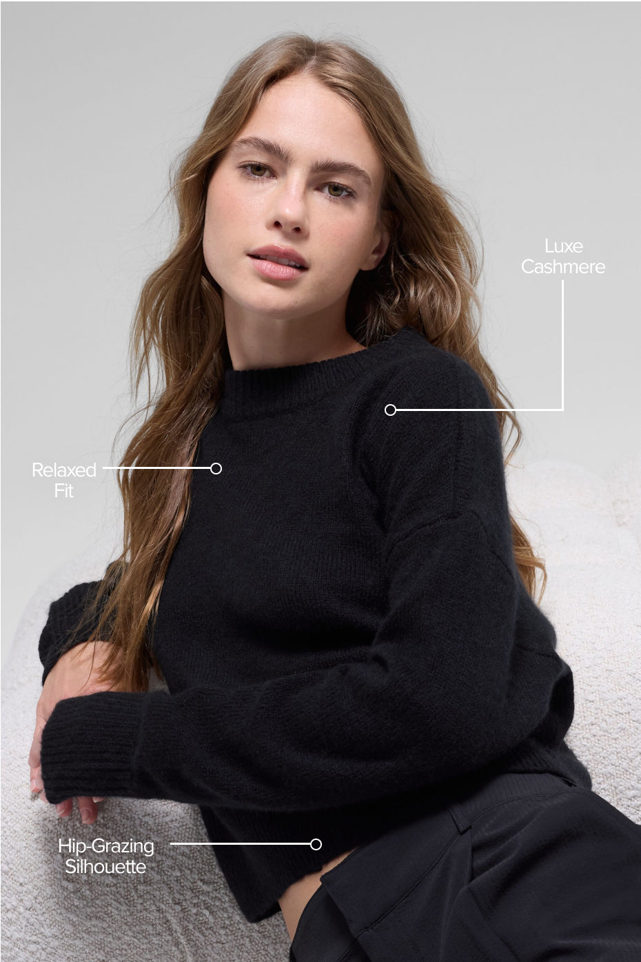 Wool Cashmere Cropped New Class Crewneck Sweater - Black--1
