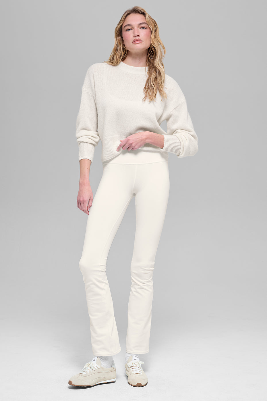 Wool Cashmere Cropped New Class Crewneck Sweater - Ivory--3