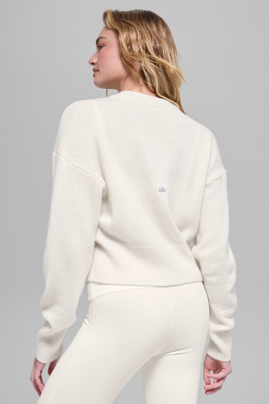 Wool Cashmere Cropped New Class Crewneck Sweater - Ivory--2