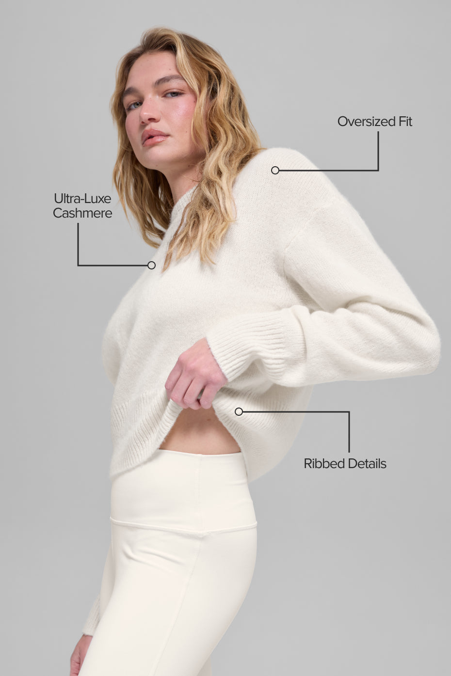 Wool Cashmere Cropped New Class Crewneck Sweater - Ivory--1