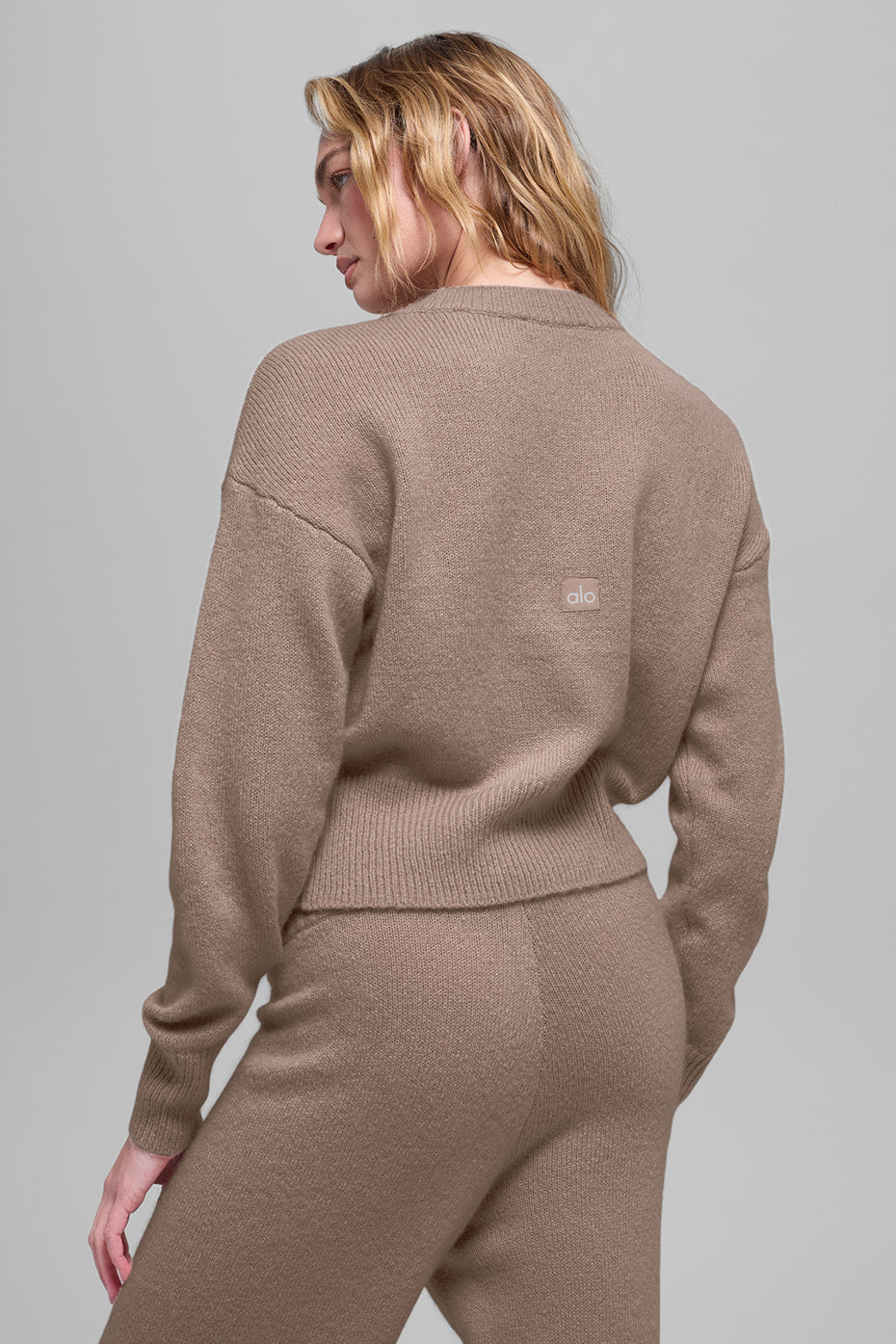 Wool Cashmere Cropped New Class Crewneck Sweater - Chai Latte--1