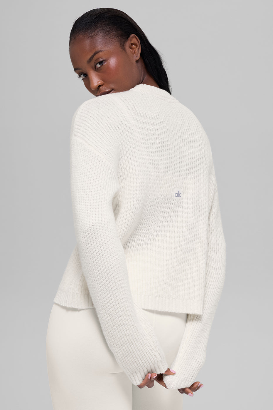 Wool Cashmere Ribbed Noble Crewneck Sweater - Ivory--2