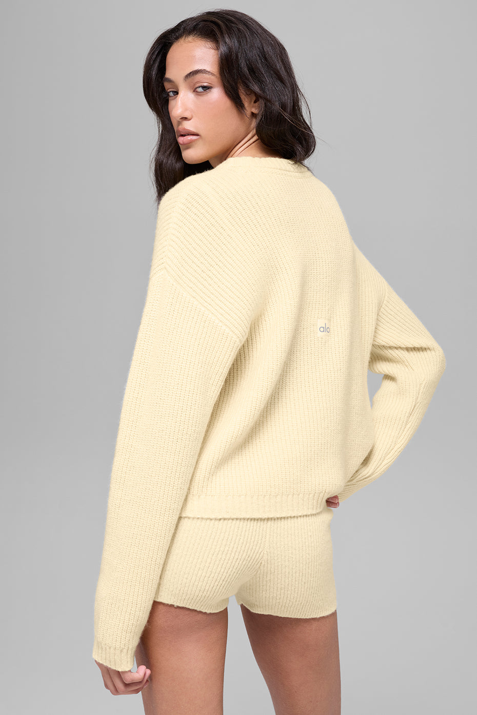 Wool Cashmere Ribbed Noble Crewneck Sweater - Candlelight Yellow--1