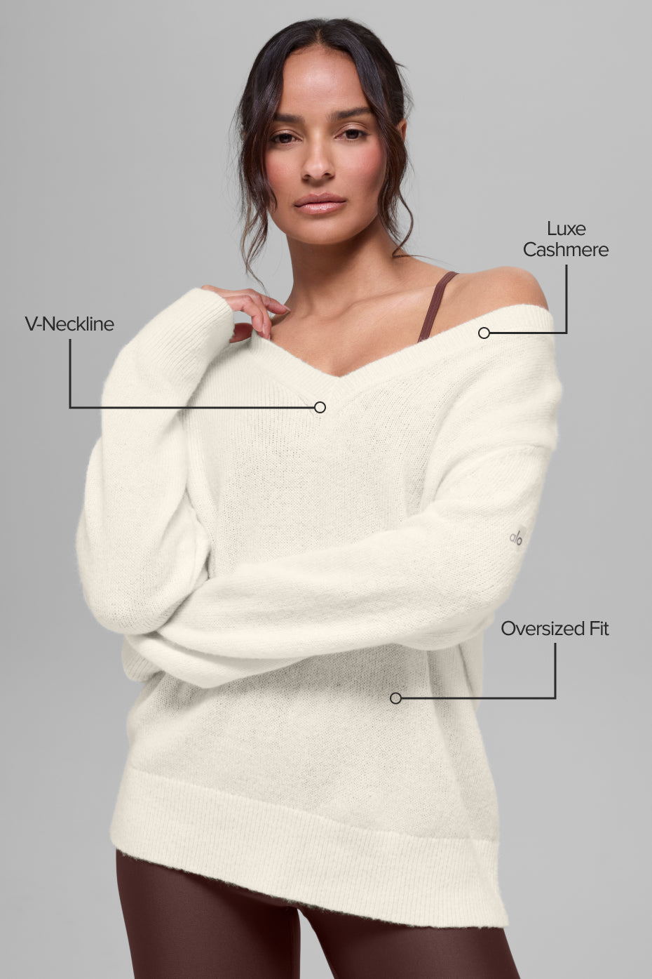 Wool Cashmere New Class Oversized V-Neck Sweater - Ivory--1
