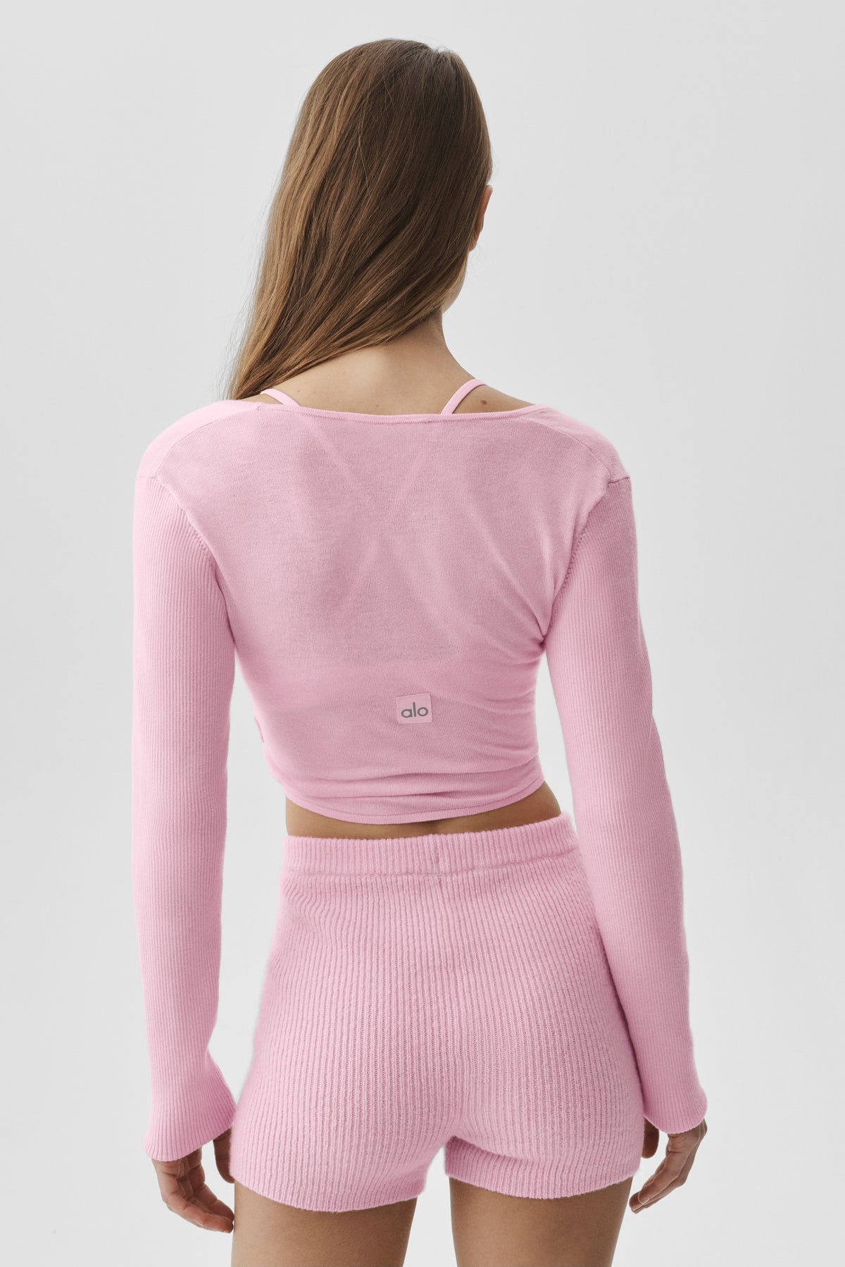 Sweater Knit Crossover Long Sleeve - Pink Marshmallow--2