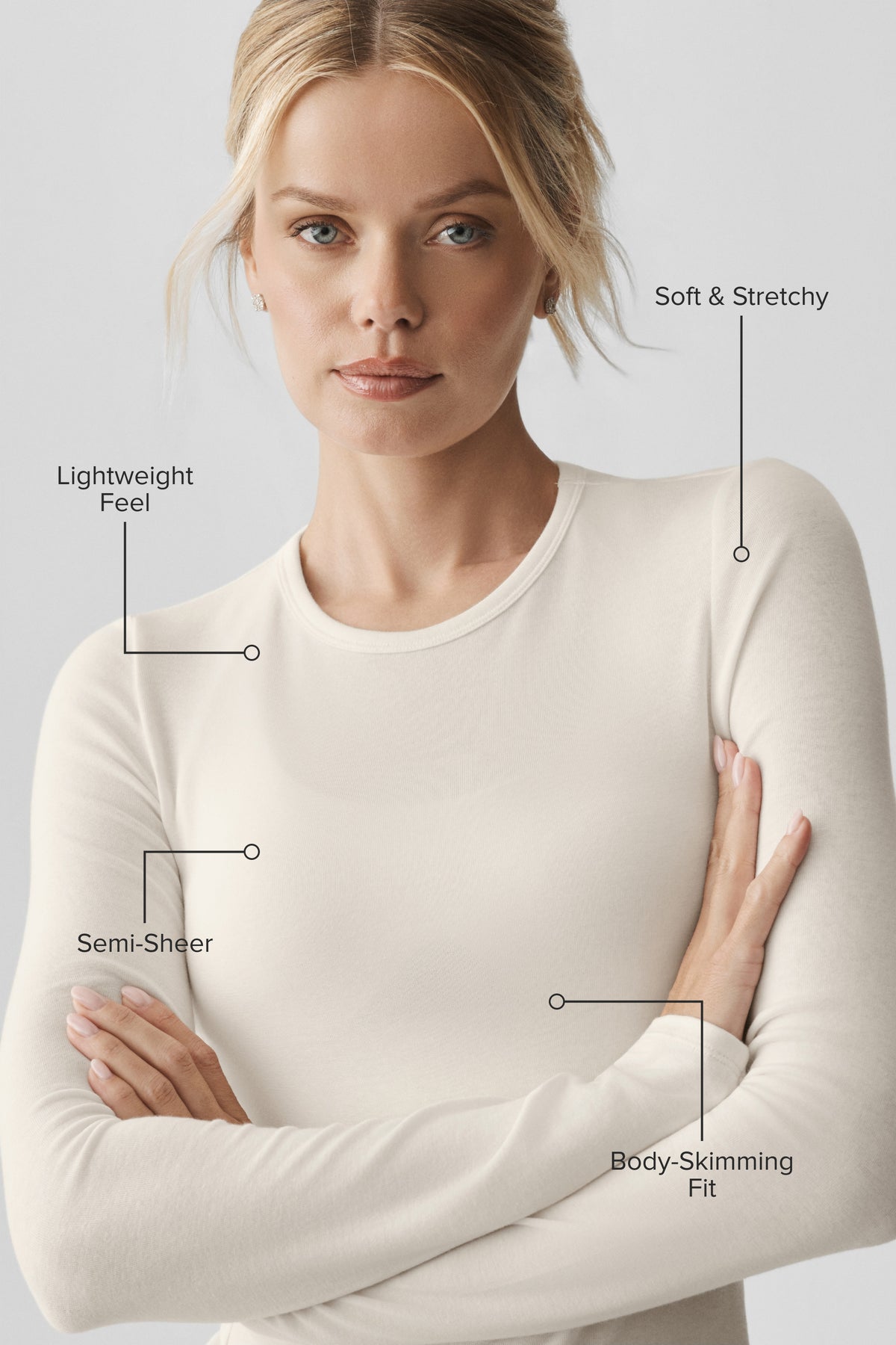 Semi Sheer Oasis Long Sleeve - Ivory--1