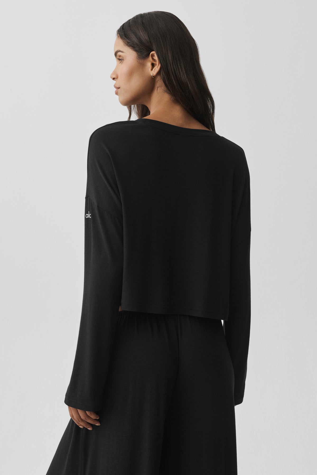 Semi-Sheer Oasis Boxy Long Sleeve - Black--1