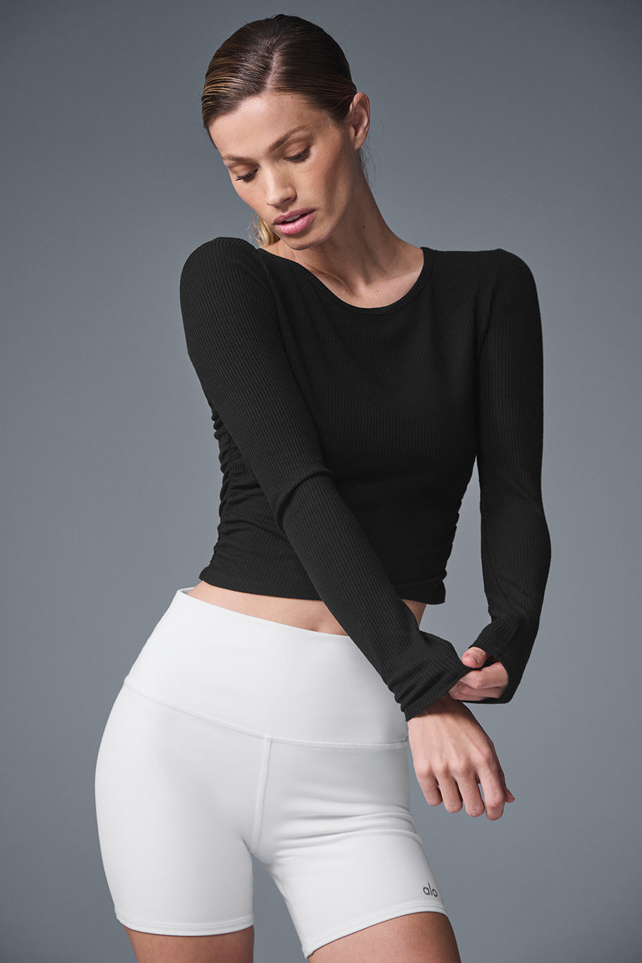 Gather Long Sleeve - Black--0