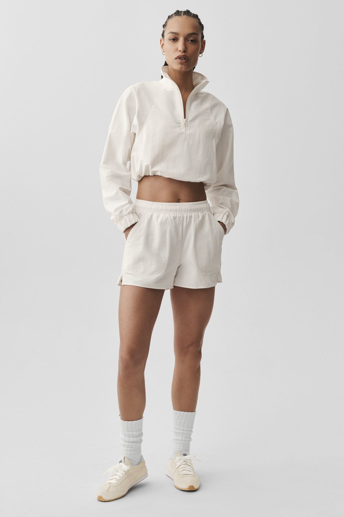 Cropped 1/4 Zip Alumni Pullover - Ivory--4