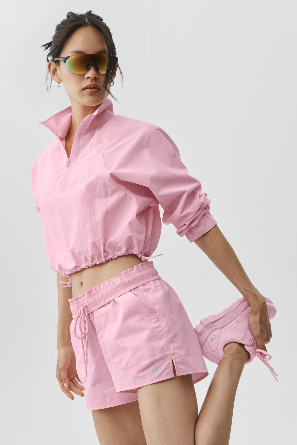 Cropped 1/4 Zip Alumni Pullover - Pink Marshmallow--3