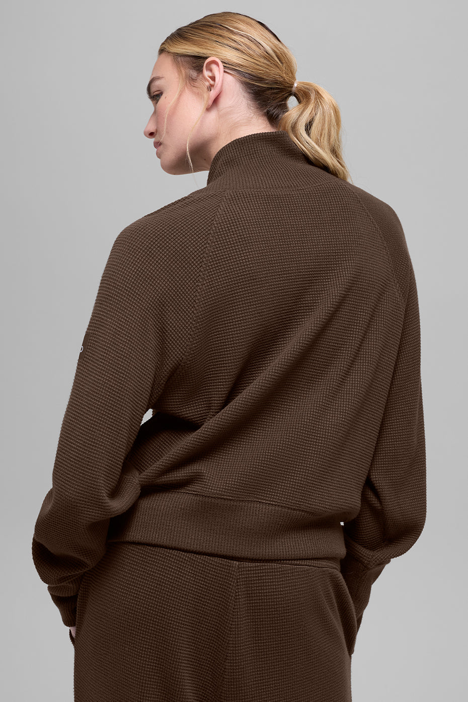 Waffle Weekend Escape Mock Neck Long Sleeve - Espresso--2