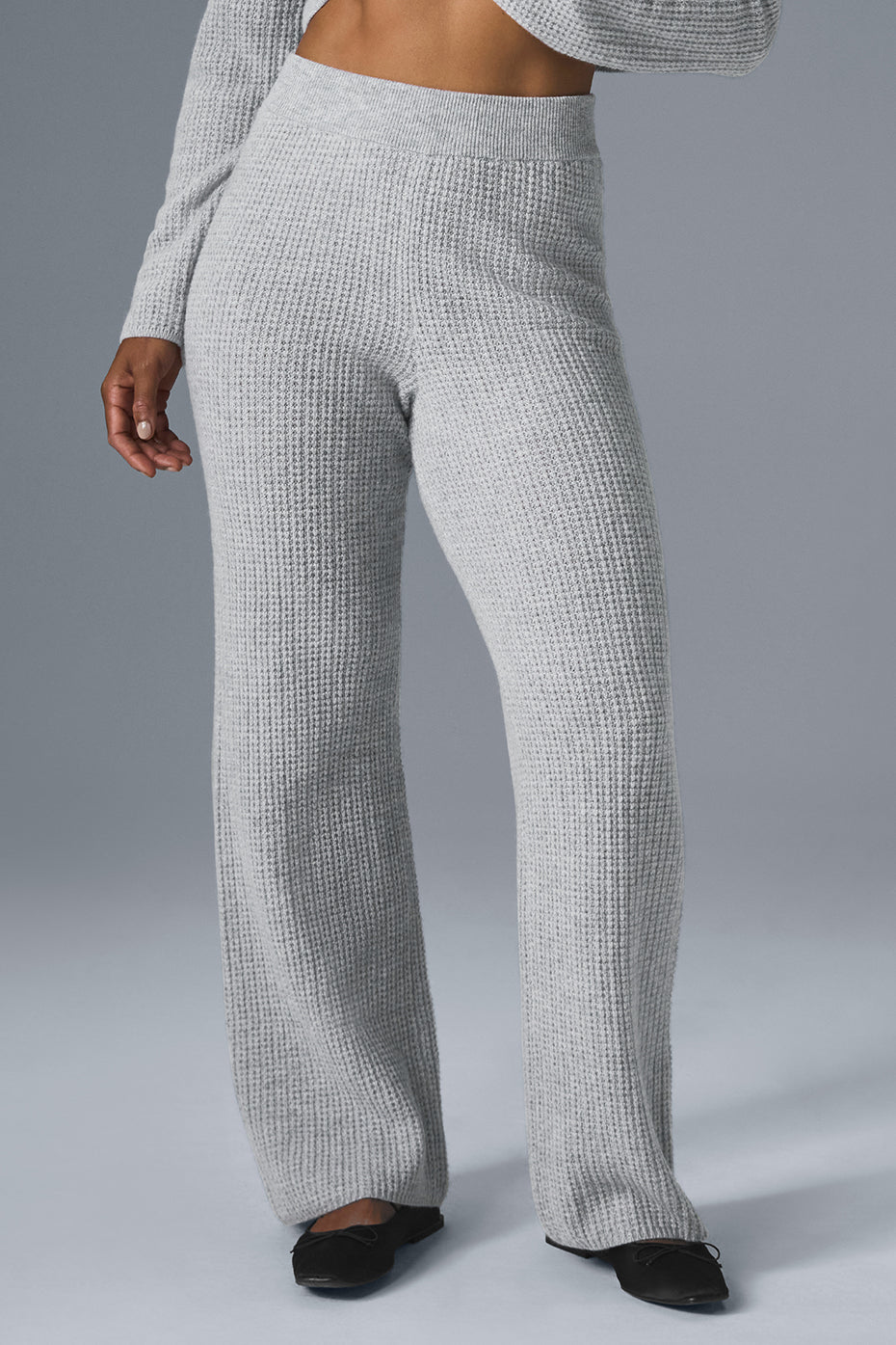Cashmere High-Waist Plush Waffle Pant - Athletic Heather Grey--0