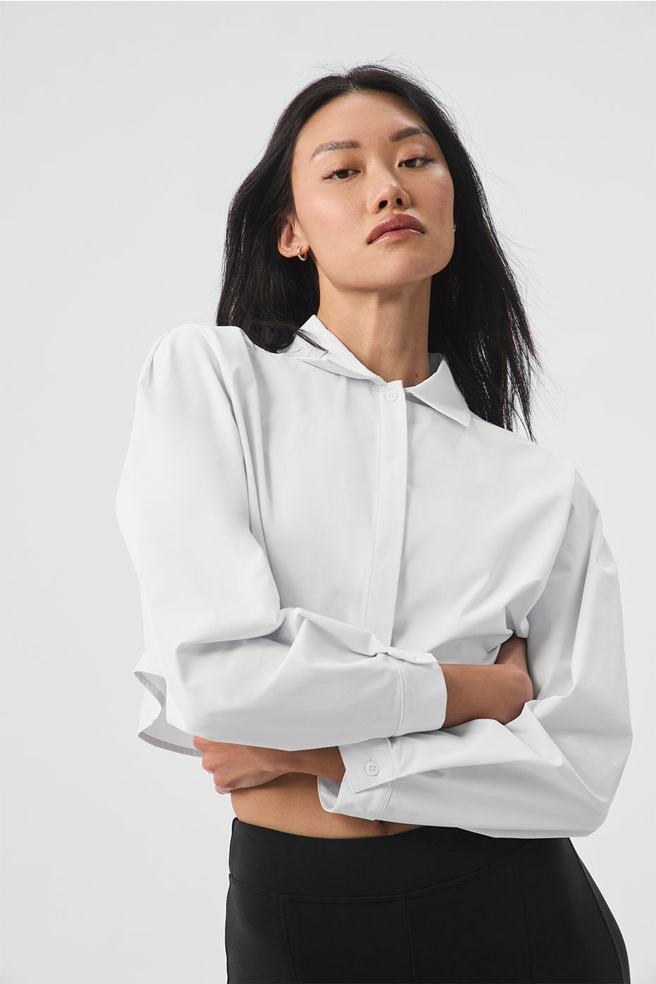 Cropped Take Me Out Button Up - White--2