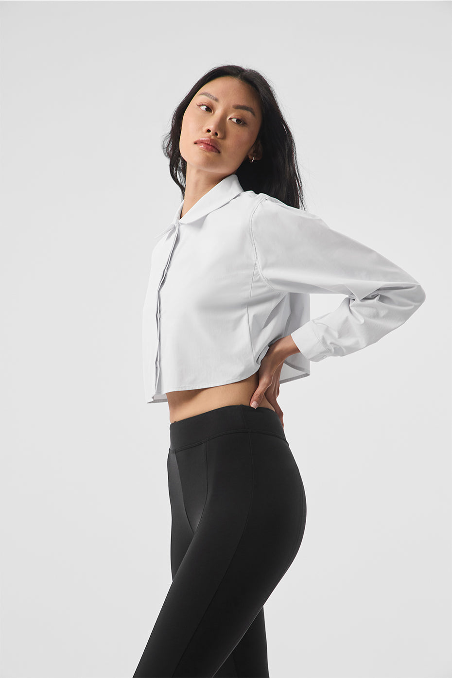 Cropped Take Me Out Button Up - White--3