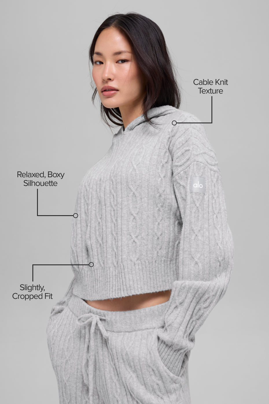 Cable Knit Winter Bliss Hoodie - Athletic Heather Grey--1