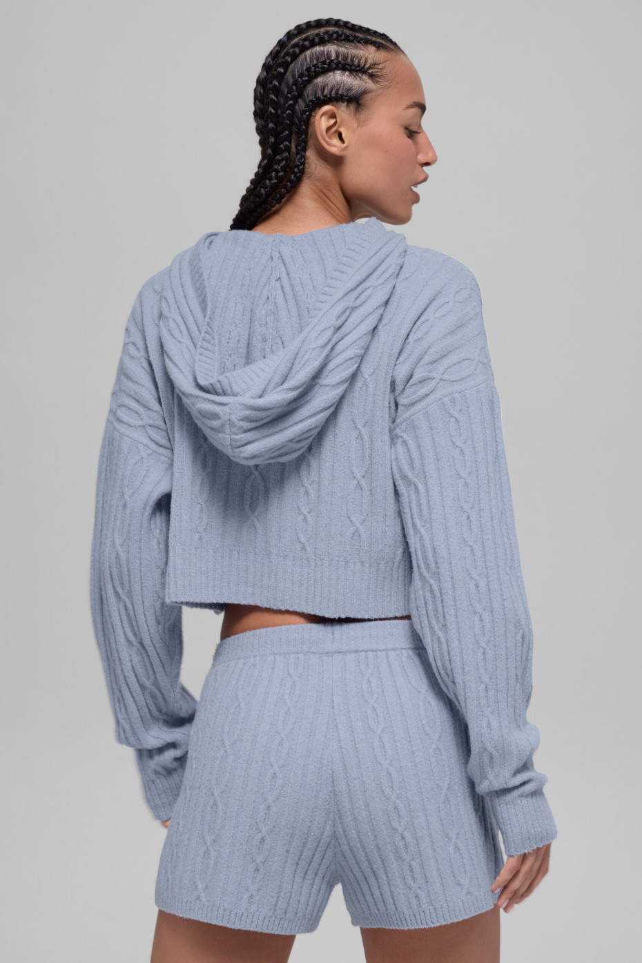 Cable Knit Winter Bliss Hoodie - Winter Frost--2