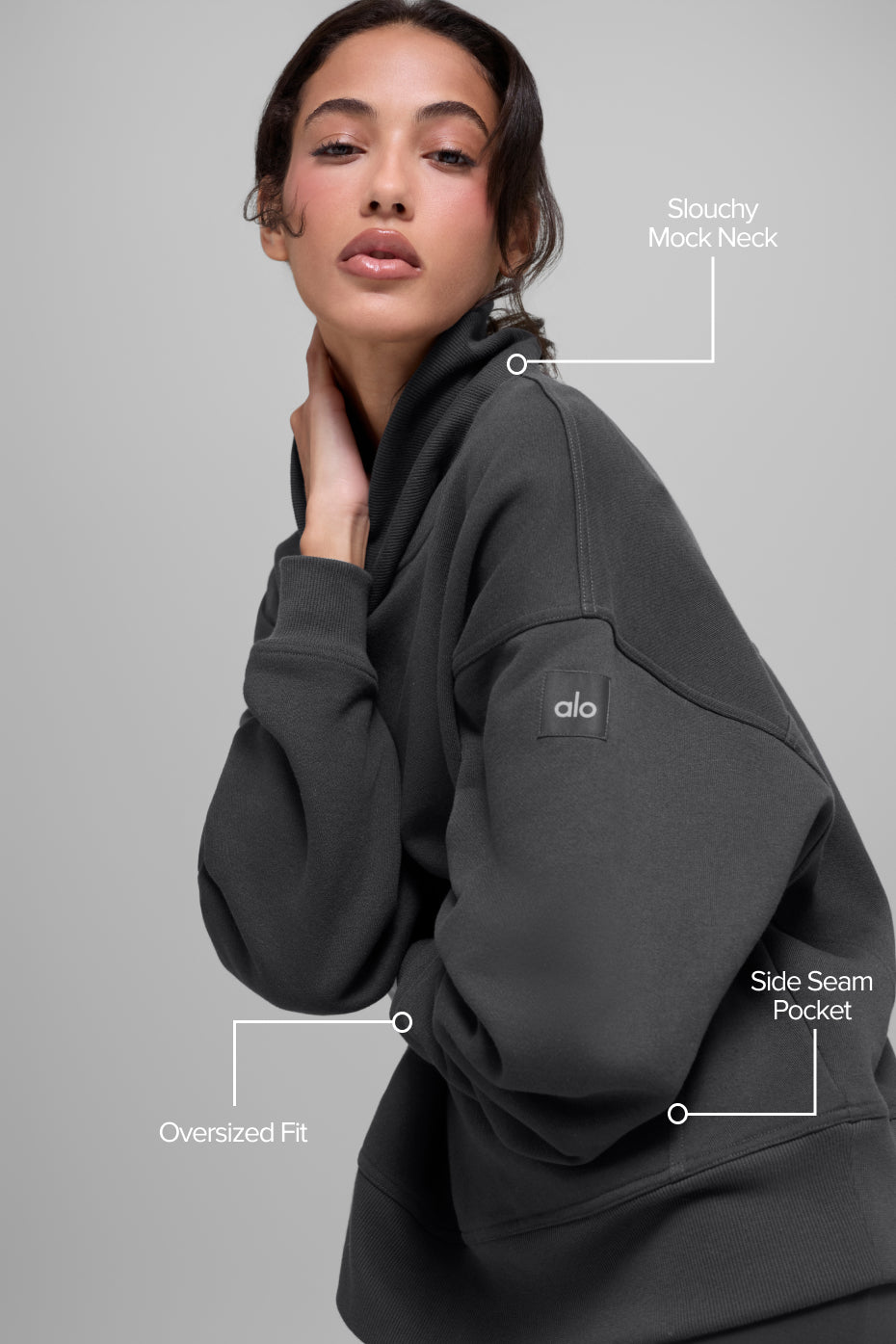 Hazy Mock Neck Pullover - Anthracite--1