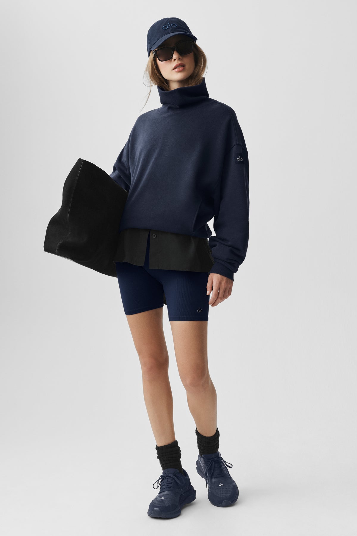 Hazy Mock Neck Pullover - Navy--4