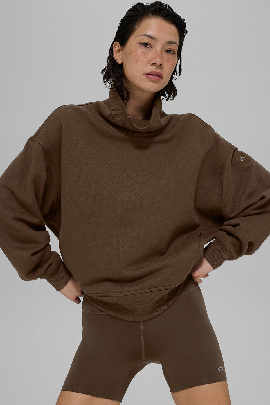 Hazy Mock Neck Pullover - Espresso--2