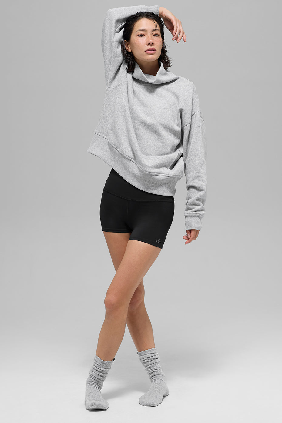 Hazy Mock Neck Pullover - Athletic Heather Grey--5