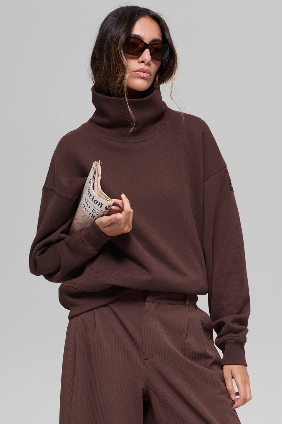 Hazy Mock Neck Pullover - Brownstone--3