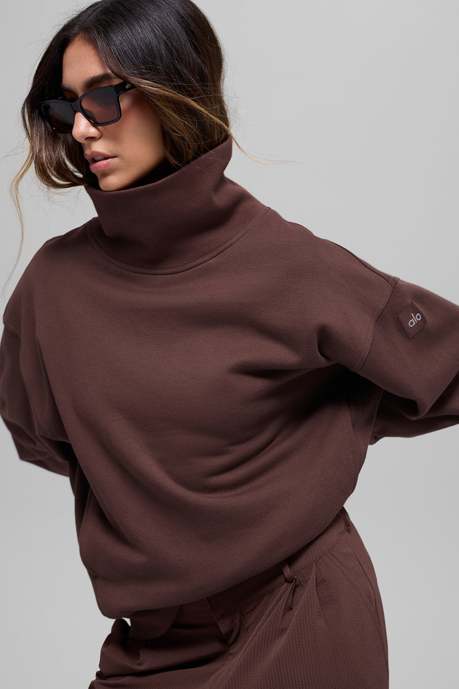Hazy Mock Neck Pullover - Brownstone--1