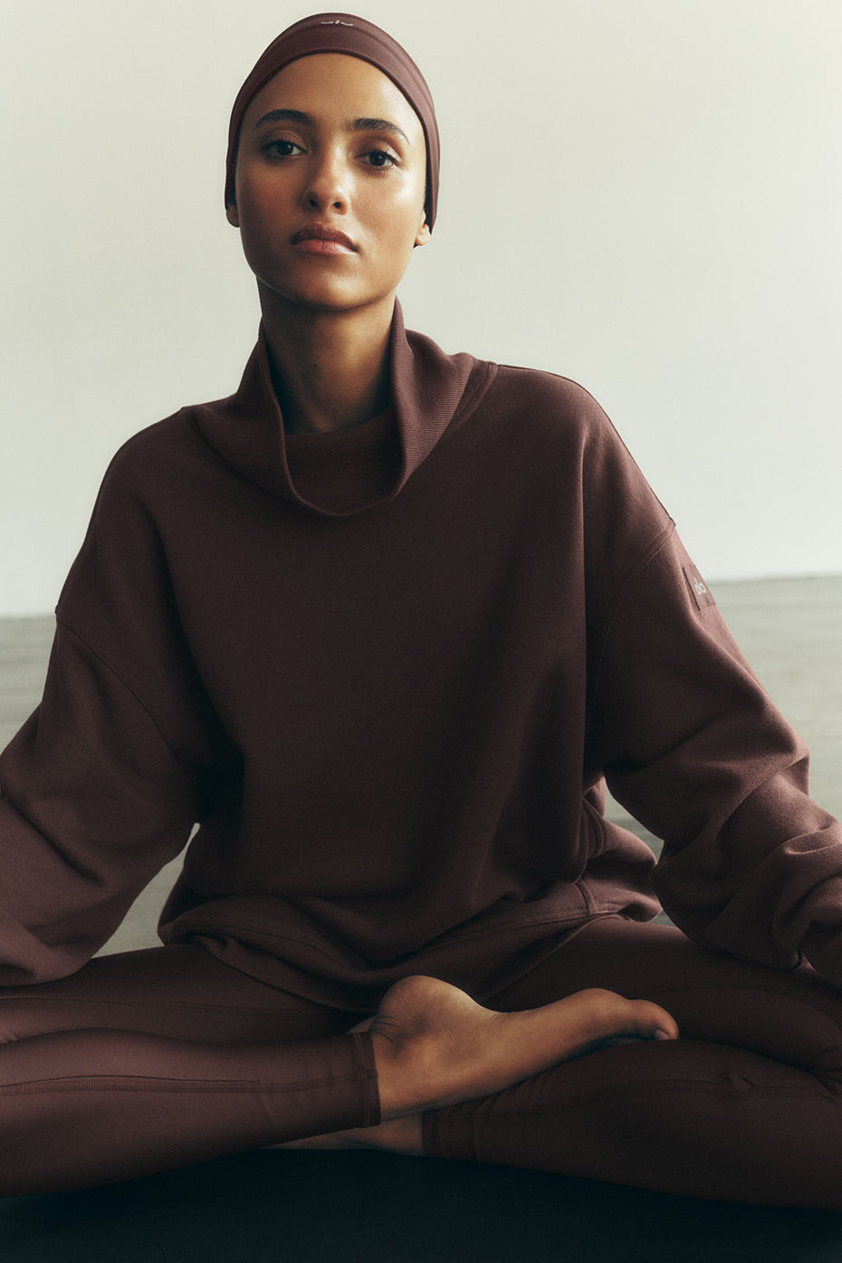 Hazy Mock Neck Pullover - Brownstone--0