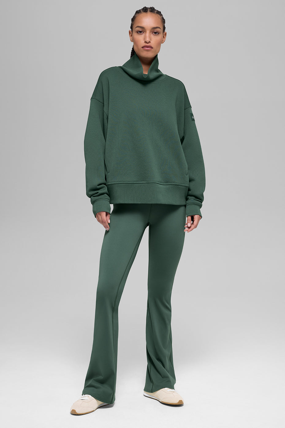 Hazy Mock Neck Pullover - Clover Green--3