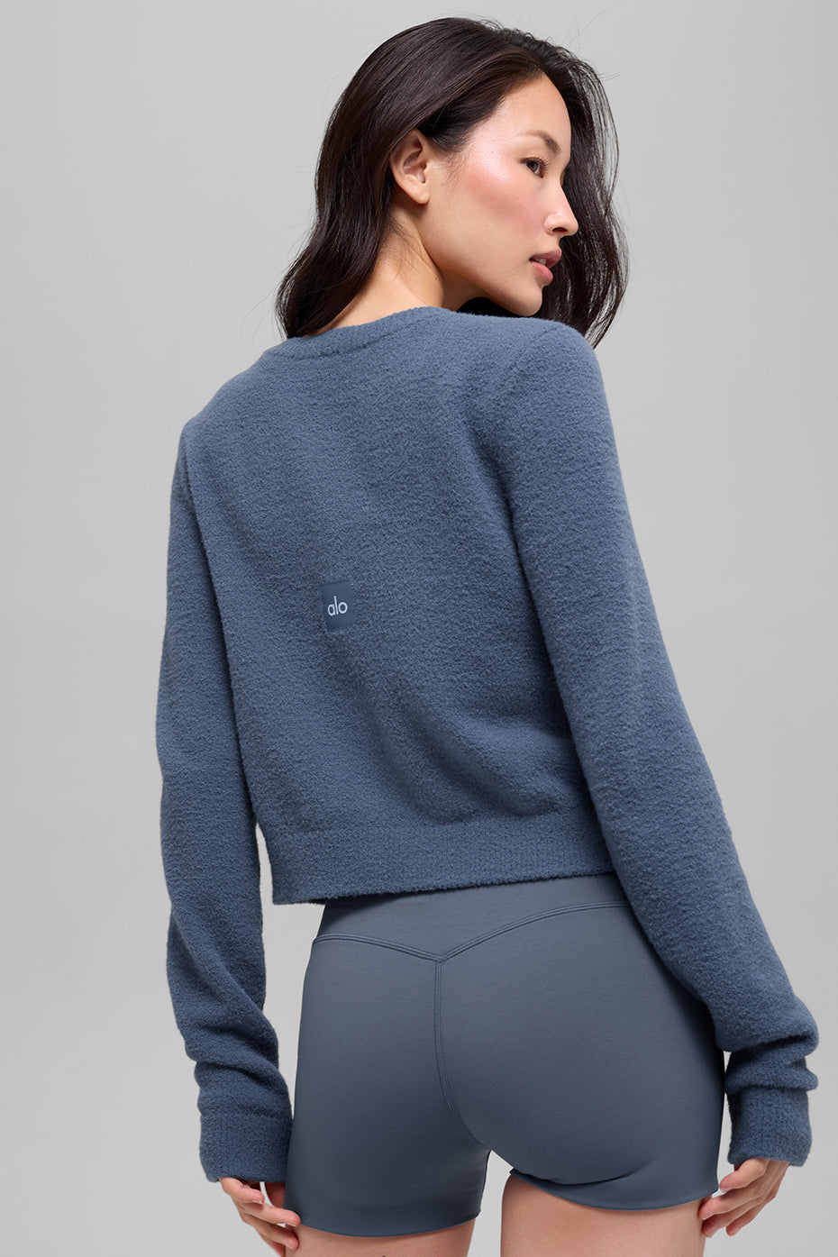Snuggle Up Sweater Cropped Cardigan - Bluestone--1