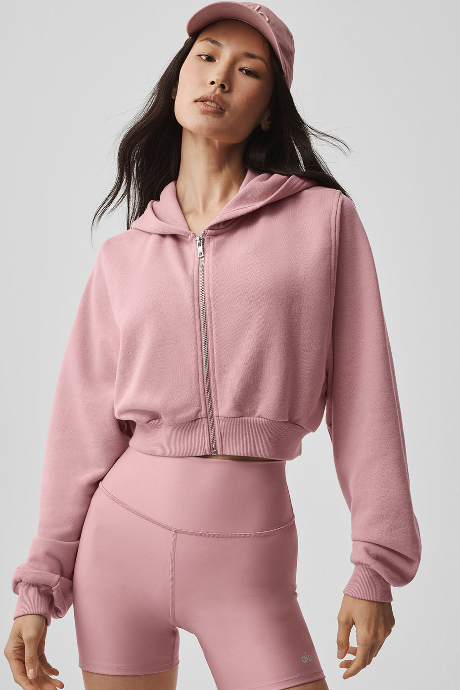 Sweet Escape Zip Up Hoodie - Vintage Pink--3