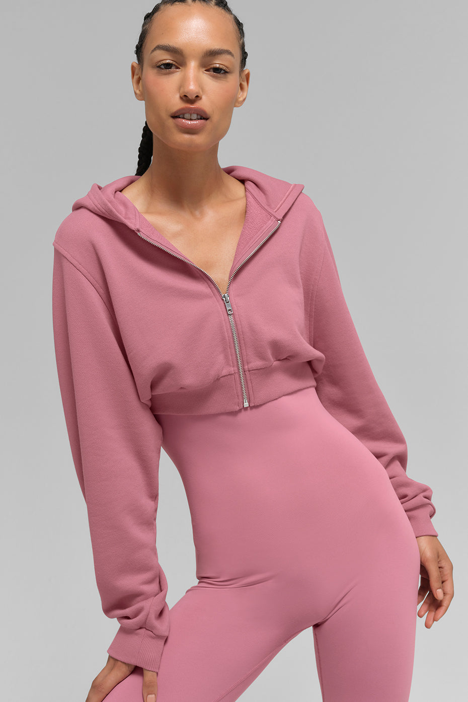 Sweet Escape Zip Up Hoodie - Pink Wild Rose--1