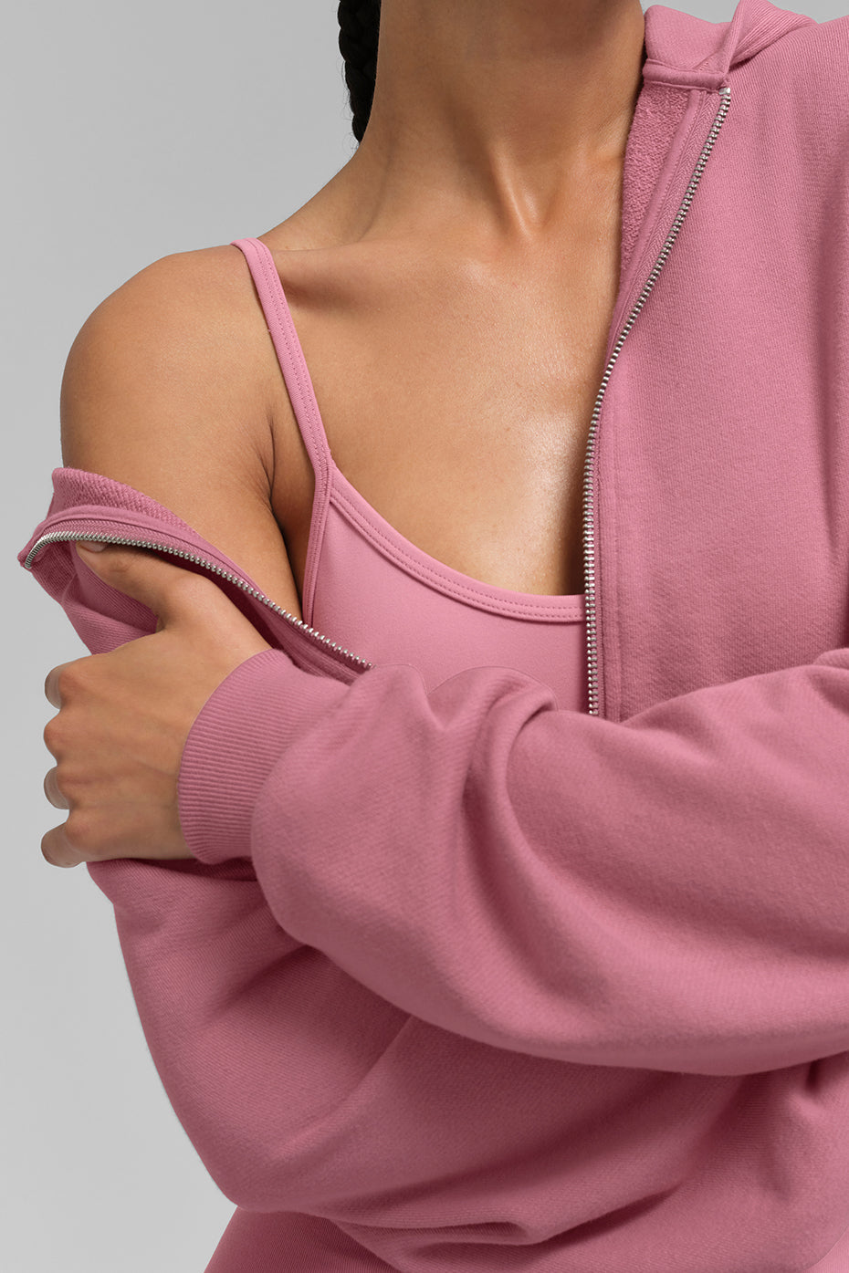 Sweet Escape Zip Up Hoodie - Pink Wild Rose--3
