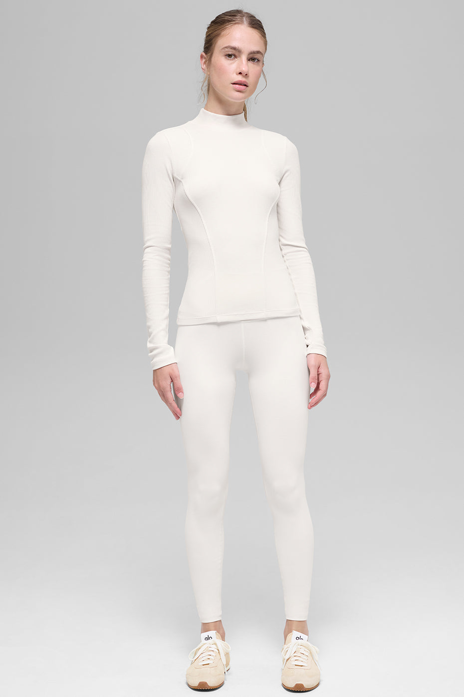 Ribbed Mesmerize Mock Neck Long Sleeve - Ivory--4