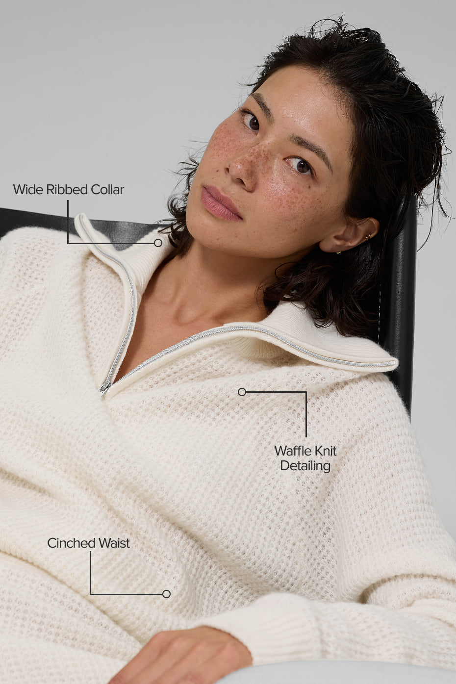 Cashmere Plush Waffle 1/4 Zip Pullover - Ivory--1
