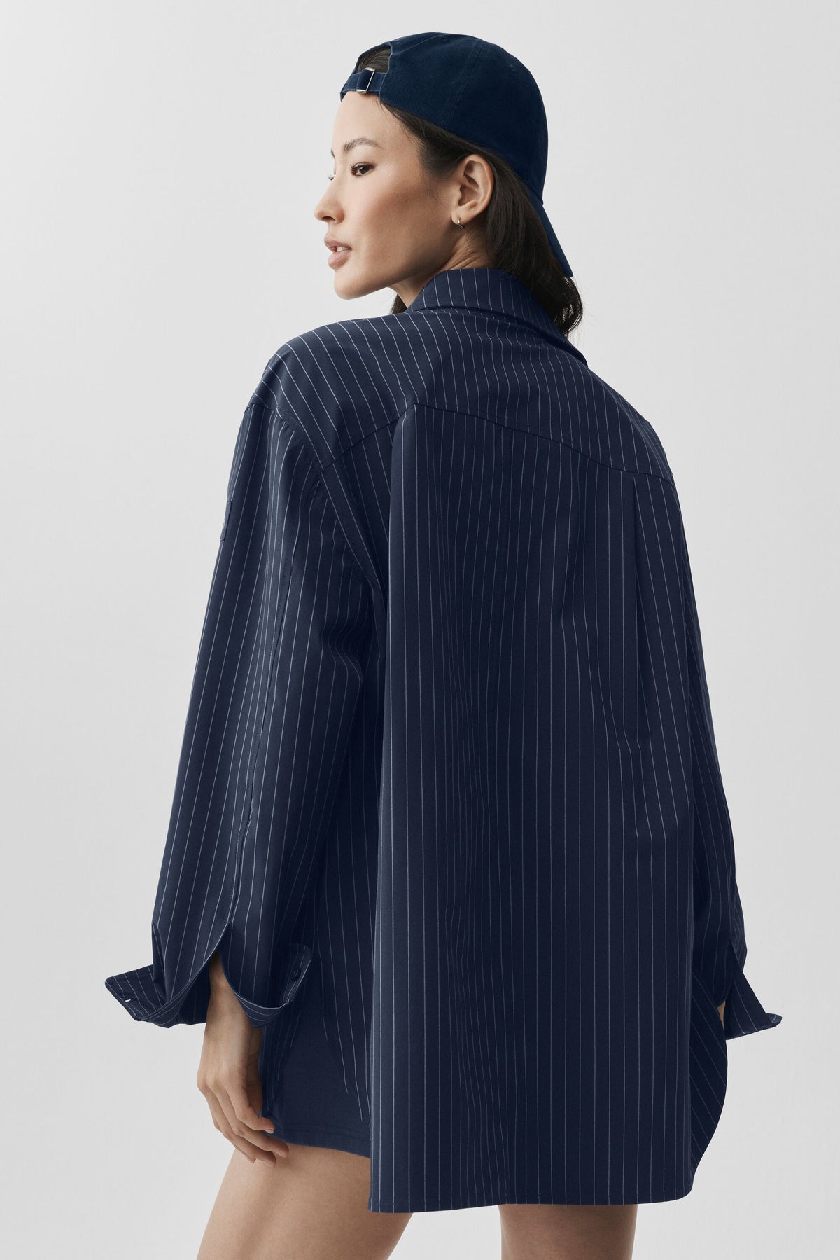 Pinstripe Daylight Button Down Long Sleeve - Navy/Ivory--2