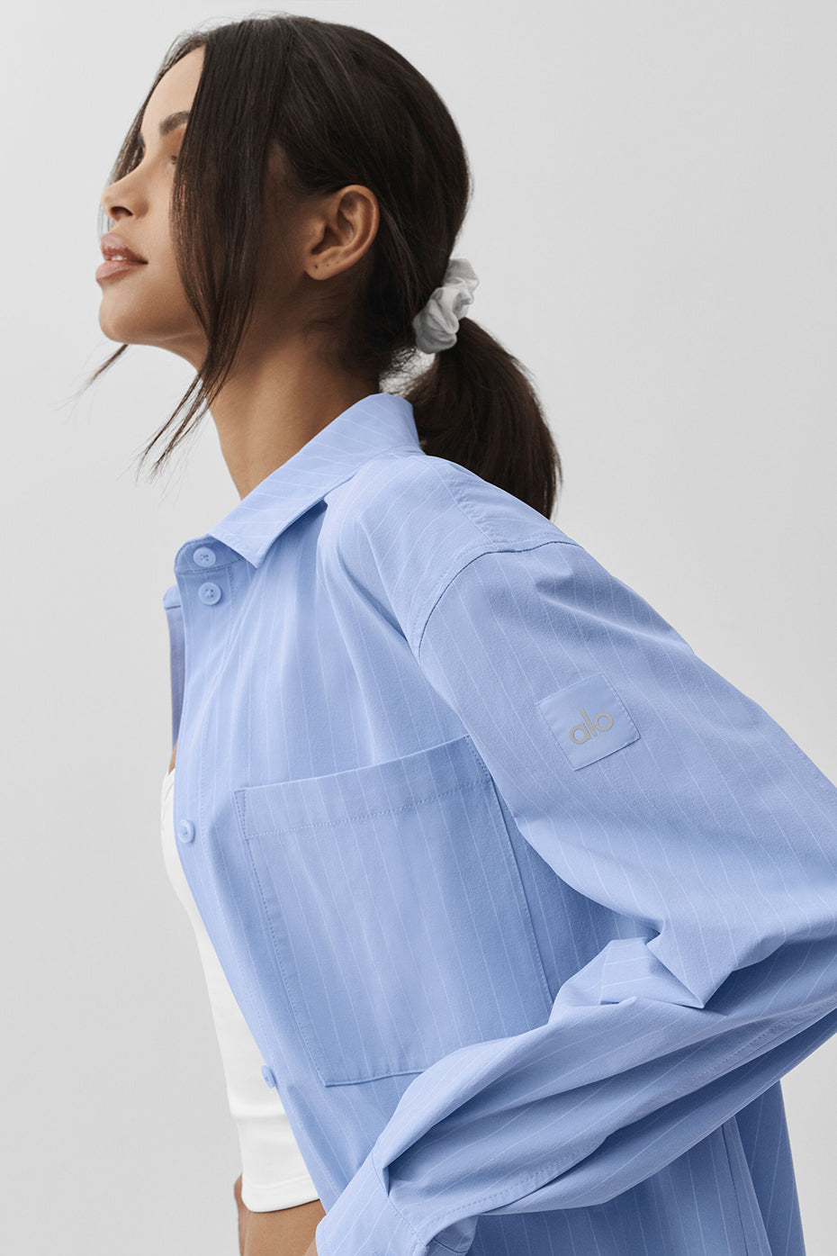 Pinstripe Daylight Button Down Long Sleeve - Light Provence Blue/White--4