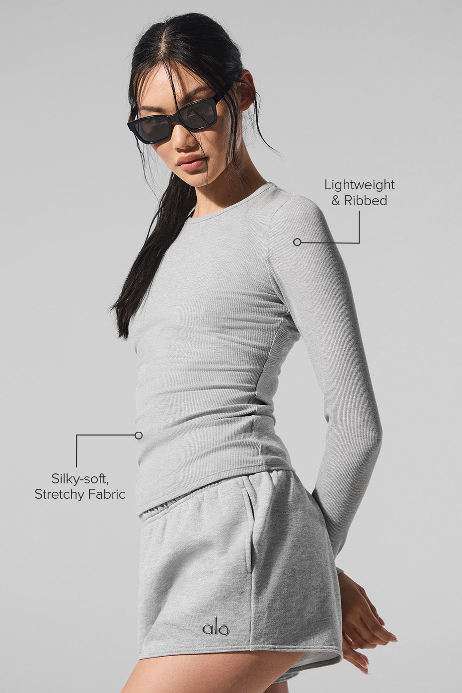 Ribbed Modal Long Sleeve - Athletic Heather Grey--1