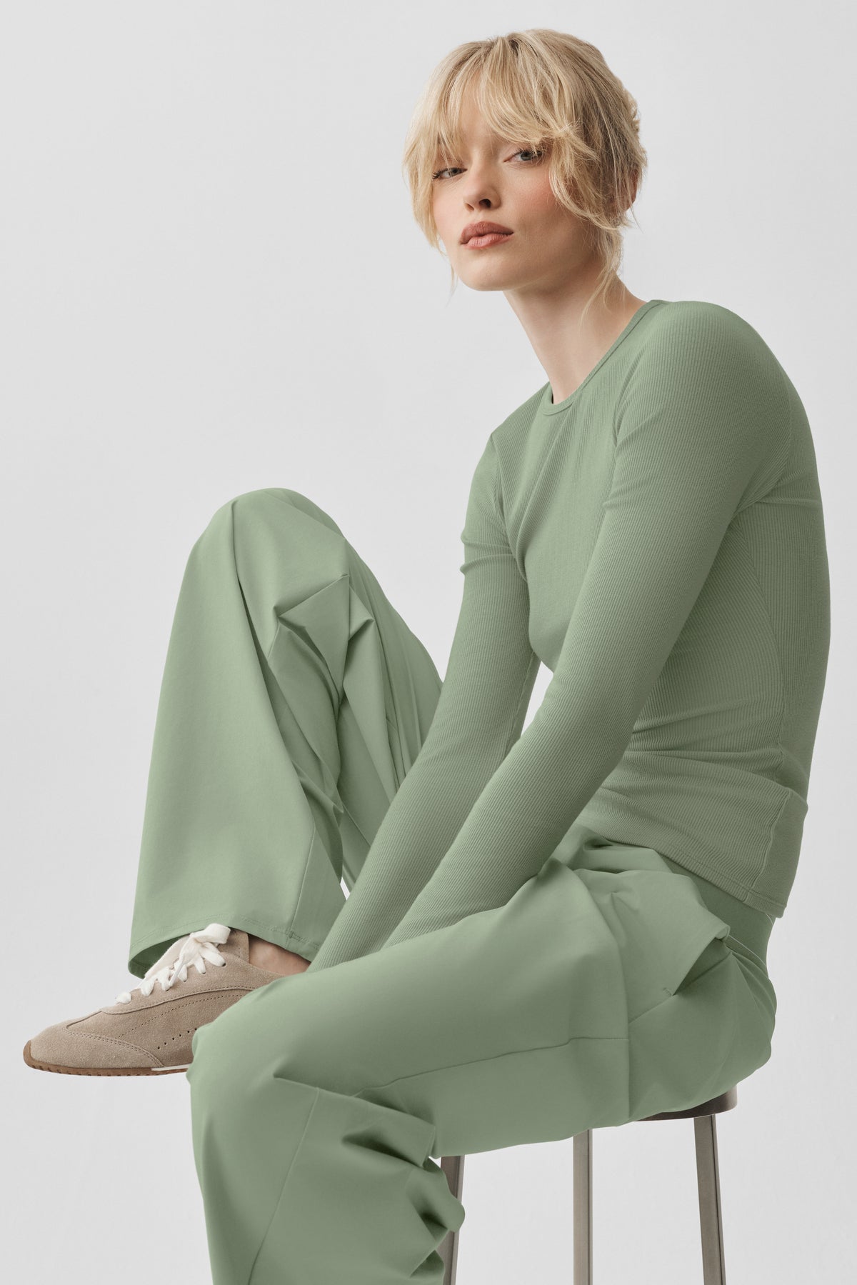 Ribbed Modal Long Sleeve - Dune Grass--2